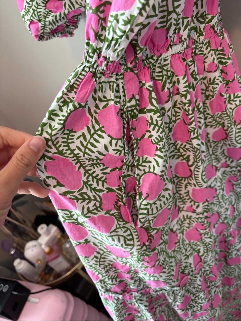 Mille Resort & Travel Pink Floral Midi Dress Size Large - Picture 5 of 7
